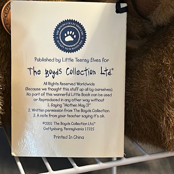 Boyds Bears Brown Stuffed Animal with Diary - Picture 6 of 16